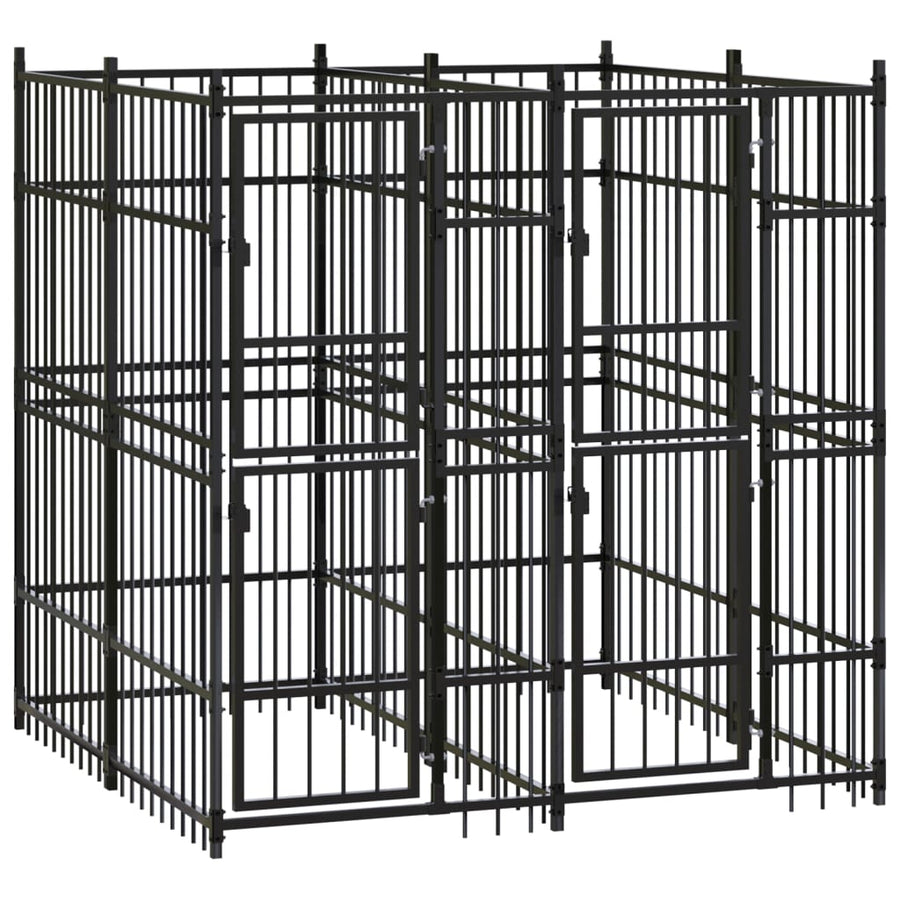 Hondenkennel 3,69 m² staal 192 x 192 x 200 cm Zonder luifel