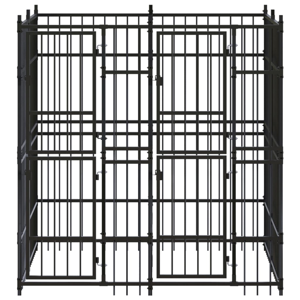 Hondenkennel 3,69 m² staal 192 x 192 x 200 cm Zonder luifel