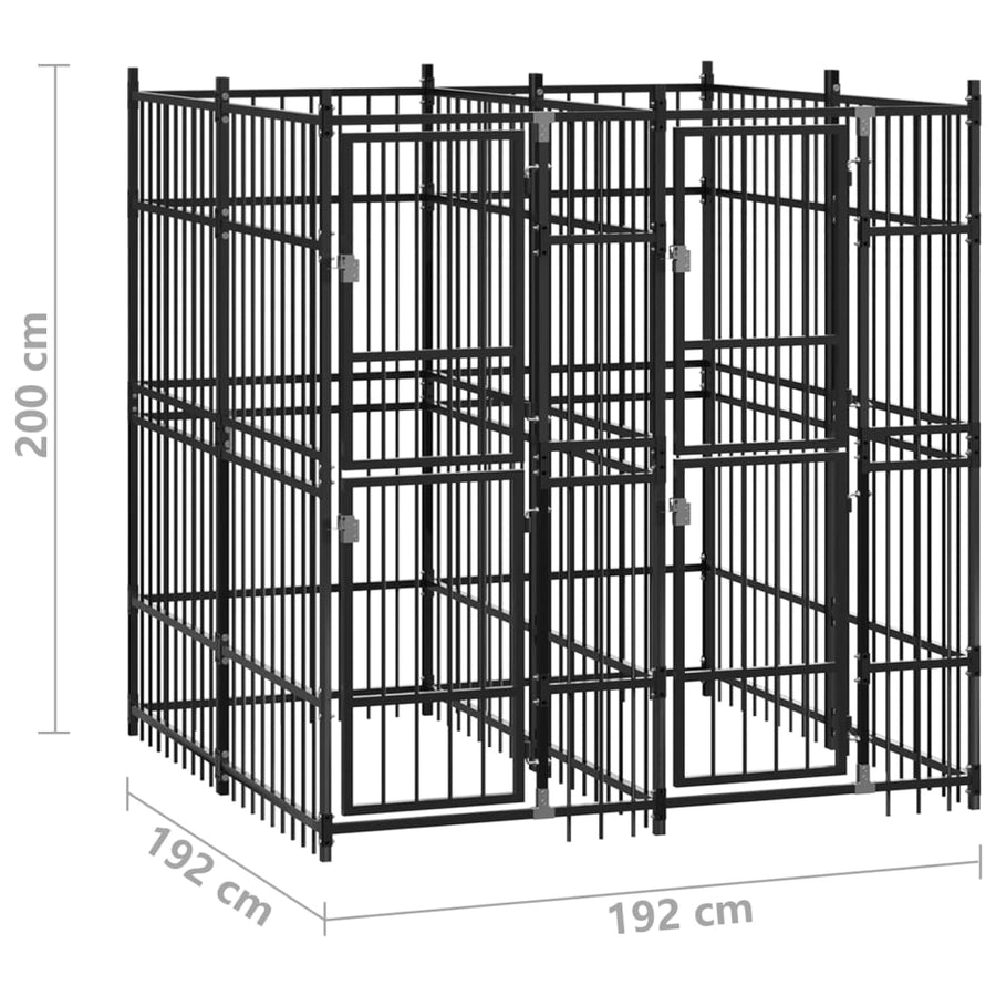 Hondenkennel 3,69 m² staal 192 x 192 x 200 cm Zonder luifel