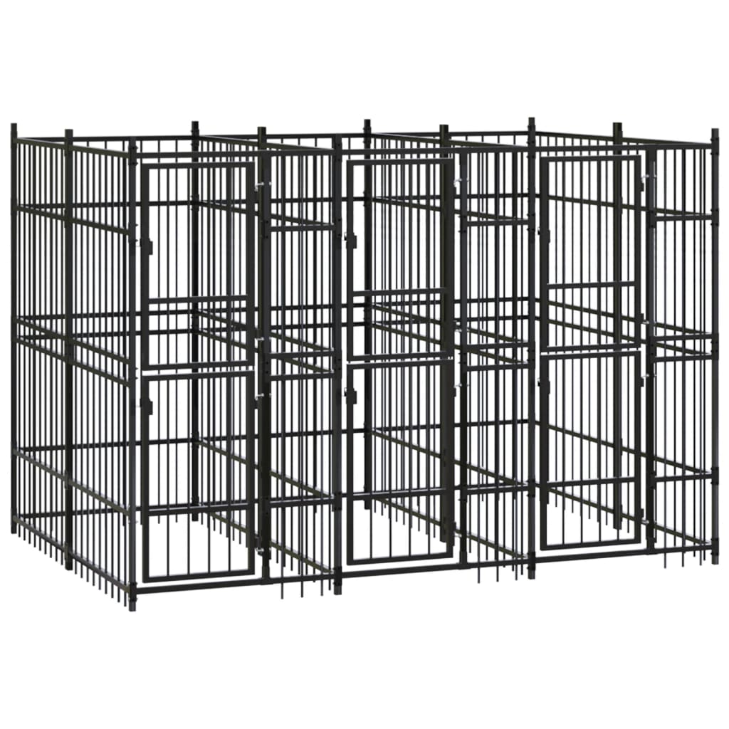 Hondenkennel 5,53 m² staal 288 x 192 x 200 cm Zonder luifel