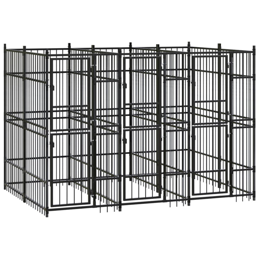 Hondenkennel 5,53 m² staal 288 x 192 x 200 cm Zonder luifel