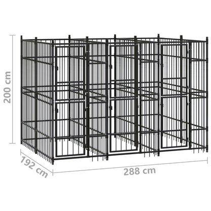 Hondenkennel 5,53 m² staal 288 x 192 x 200 cm Zonder luifel