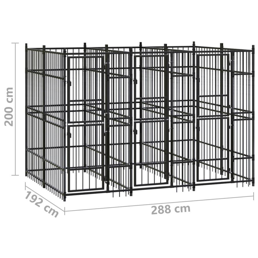 Hondenkennel 5,53 m² staal 288 x 192 x 200 cm Zonder luifel
