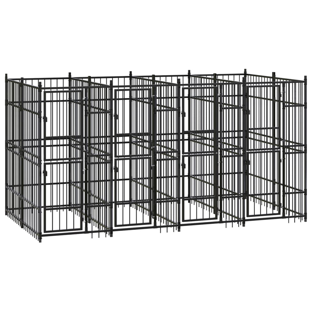 Hondenkennel 7,37 m² staal 384 x 192 x 200 cm Zonder luifel