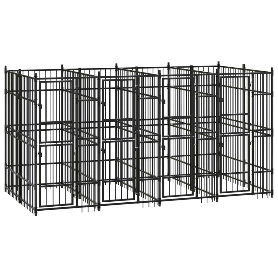 Hondenkennel 7,37 m² staal 384 x 192 x 200 cm Zonder luifel
