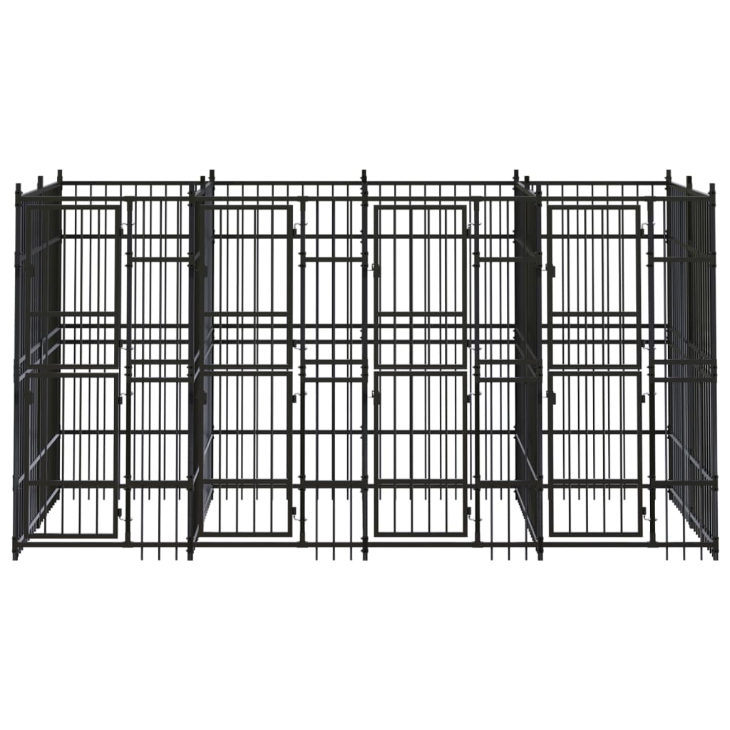 Hondenkennel 7,37 m² staal 384 x 192 x 200 cm Zonder luifel
