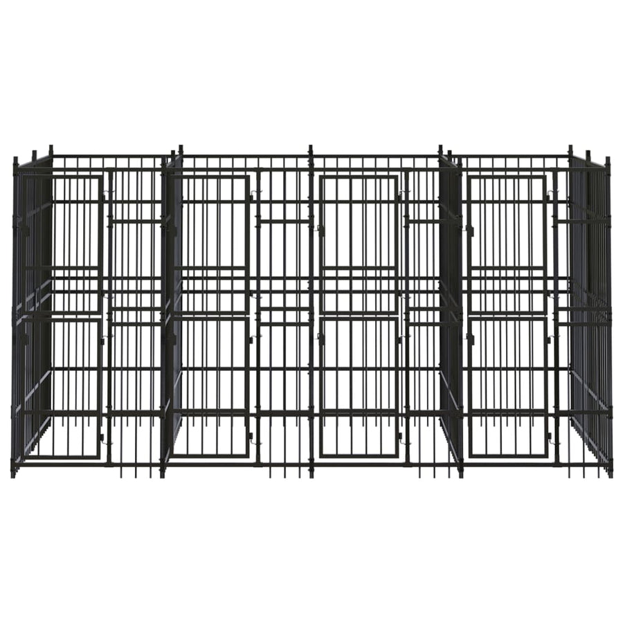 Hondenkennel 7,37 m² staal 384 x 192 x 200 cm Zonder luifel