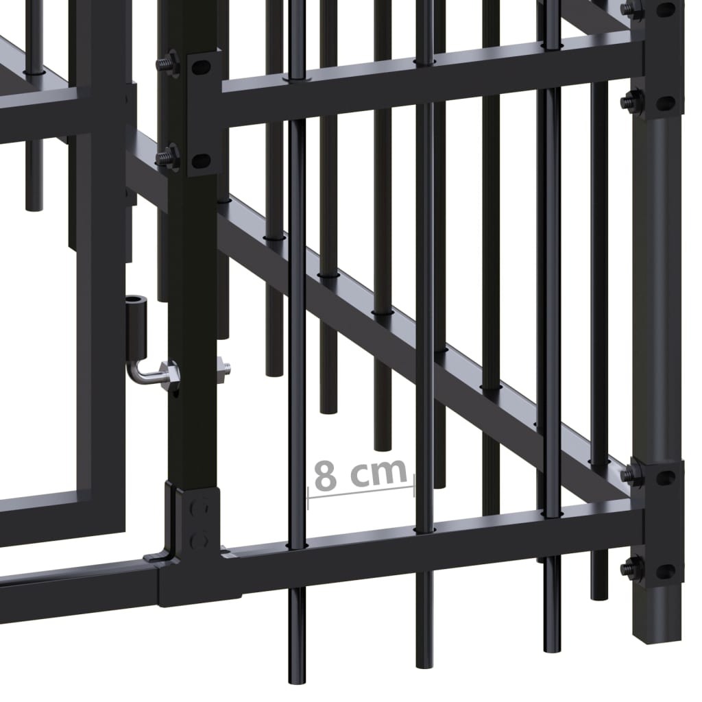 Hondenkennel 7,37 m² staal 384 x 192 x 200 cm Zonder luifel