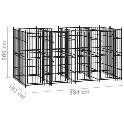 Hondenkennel 7,37 m² staal 384 x 192 x 200 cm Zonder luifel