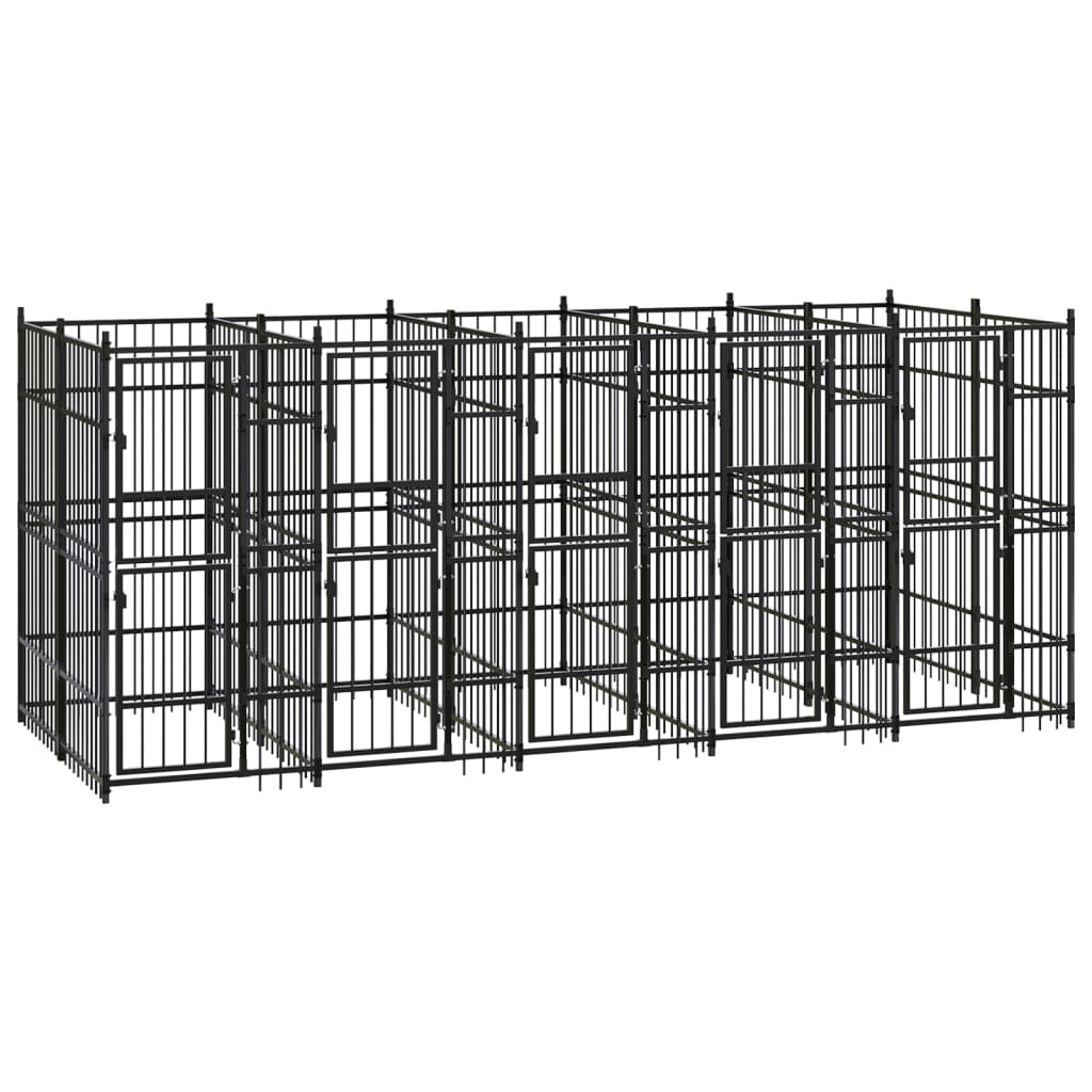 Hondenkennel 9,22 m² staal 480 x 192 x 200 cm Zonder luifel