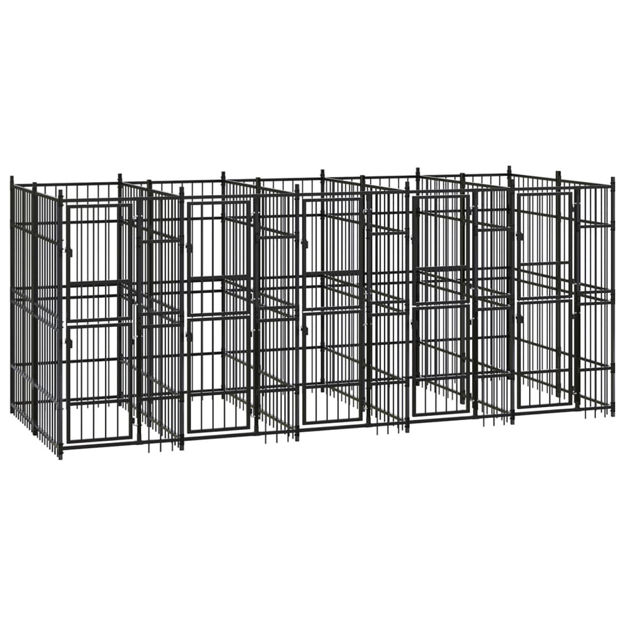 Hondenkennel 9,22 m² staal 480 x 192 x 200 cm Zonder luifel