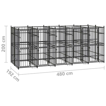 Hondenkennel 9,22 m² staal 480 x 192 x 200 cm Zonder luifel