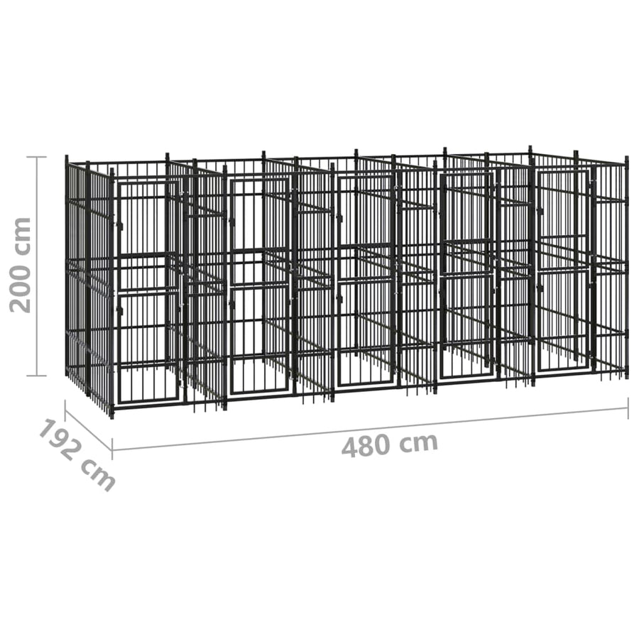 Hondenkennel 9,22 m² staal 480 x 192 x 200 cm Zonder luifel
