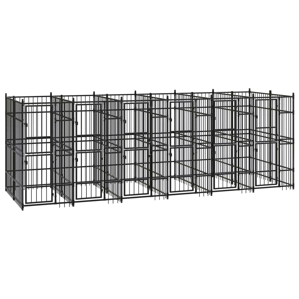 Hondenkennel 11,06 M² Staal 576 x 192 x 200 cm Zonder luifel