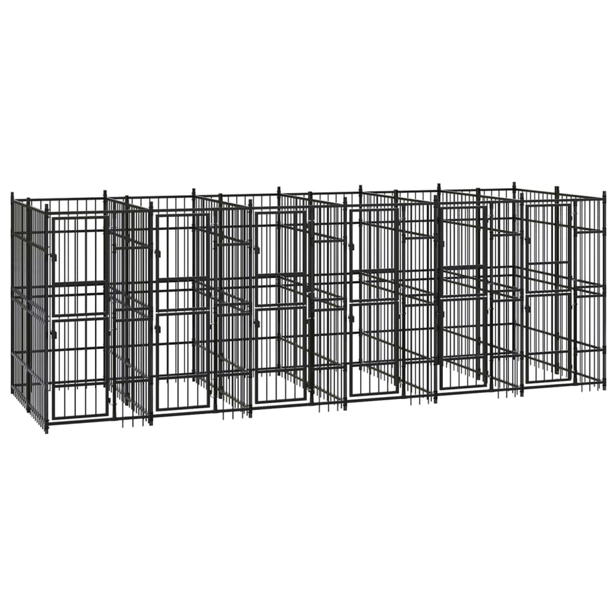 Hondenkennel 11,06 M² Staal 576 x 192 x 200 cm Zonder luifel