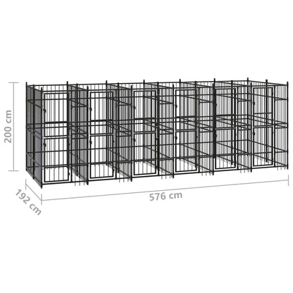 Hondenkennel 11,06 M² Staal 576 x 192 x 200 cm Zonder luifel