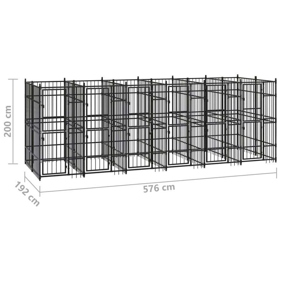 Hondenkennel 11,06 M² Staal 576 x 192 x 200 cm Zonder luifel