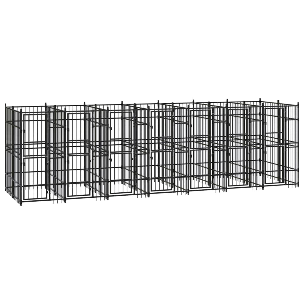 Hondenkennel 12,9 m² staal 672 x 192 x 200 cm Zonder luifel