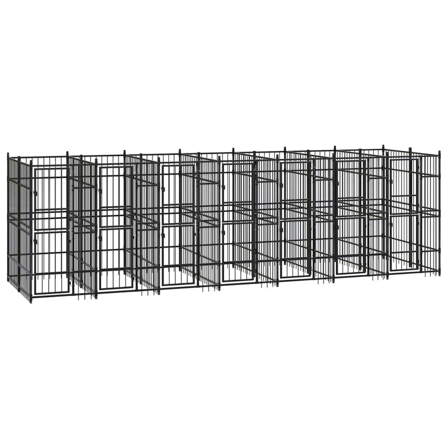 Hondenkennel 12,9 m² staal 672 x 192 x 200 cm Zonder luifel
