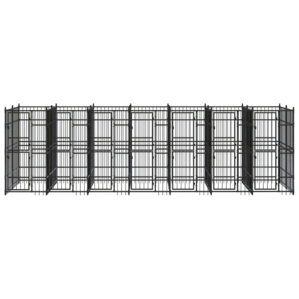 Hondenkennel 12,9 m² staal 672 x 192 x 200 cm Zonder luifel