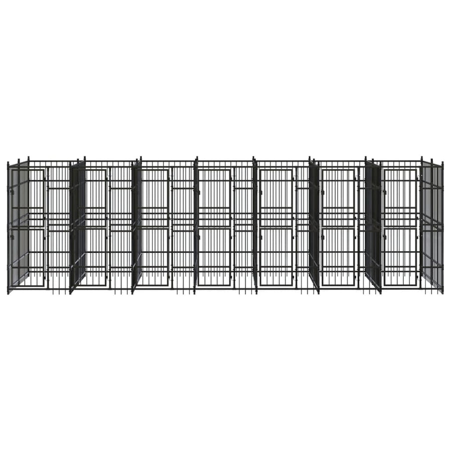 Hondenkennel 12,9 m² staal 672 x 192 x 200 cm Zonder luifel