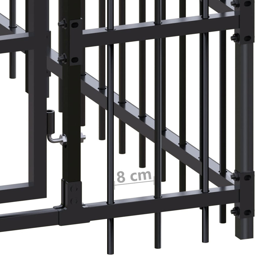 Hondenkennel 12,9 m² staal 672 x 192 x 200 cm Zonder luifel