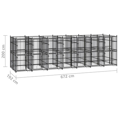 Hondenkennel 12,9 m² staal 672 x 192 x 200 cm Zonder luifel