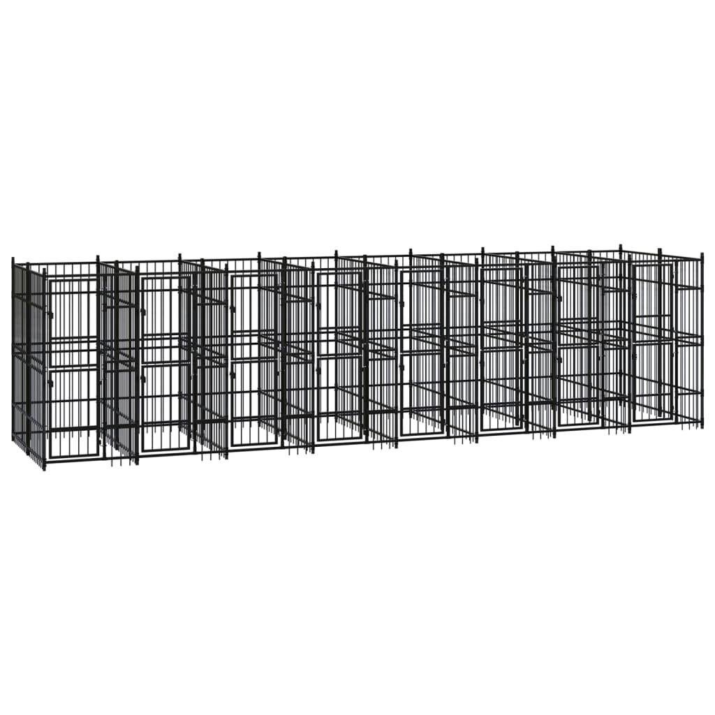 Hondenkennel 14,75 m² staal 768 x 192 x 200 cm Zonder luifel