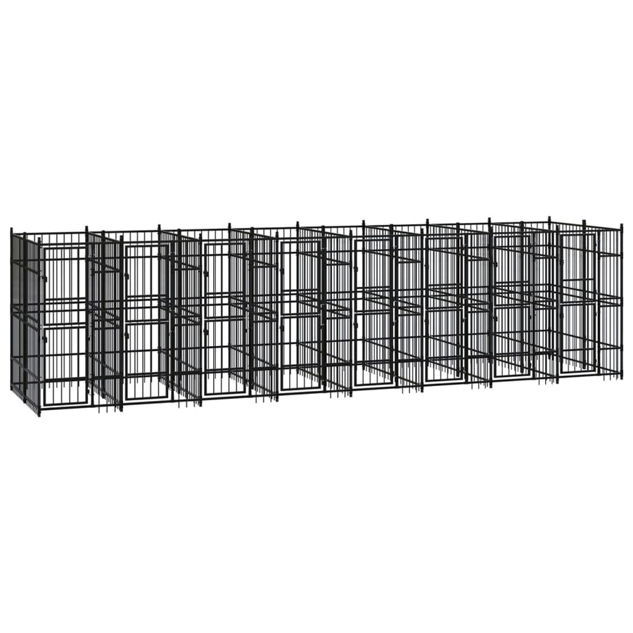 Hondenkennel 14,75 m² staal 768 x 192 x 200 cm Zonder luifel