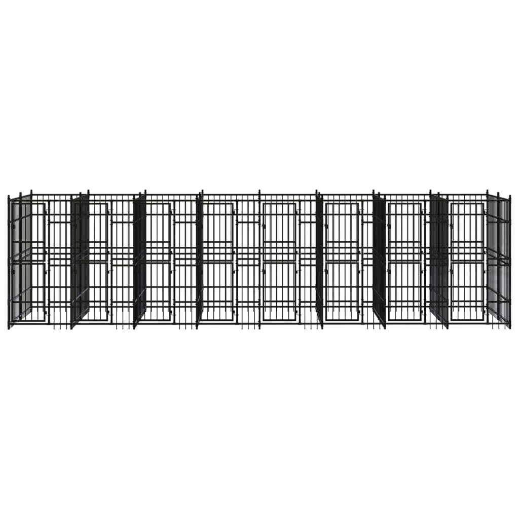 Hondenkennel 14,75 m² staal 768 x 192 x 200 cm Zonder luifel