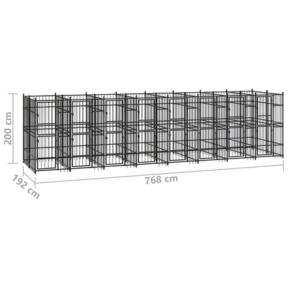 Hondenkennel 14,75 m² staal 768 x 192 x 200 cm Zonder luifel