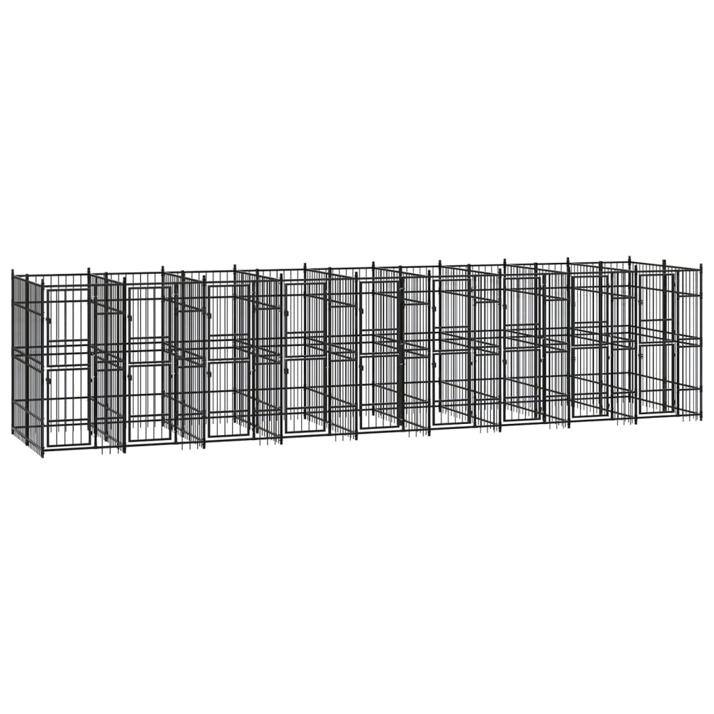 Hondenkennel 16,59 m² staal 864 x 192 x 200 cm Zonder luifel