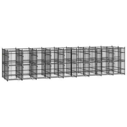 Hondenkennel 16,59 m² staal 864 x 192 x 200 cm Zonder luifel