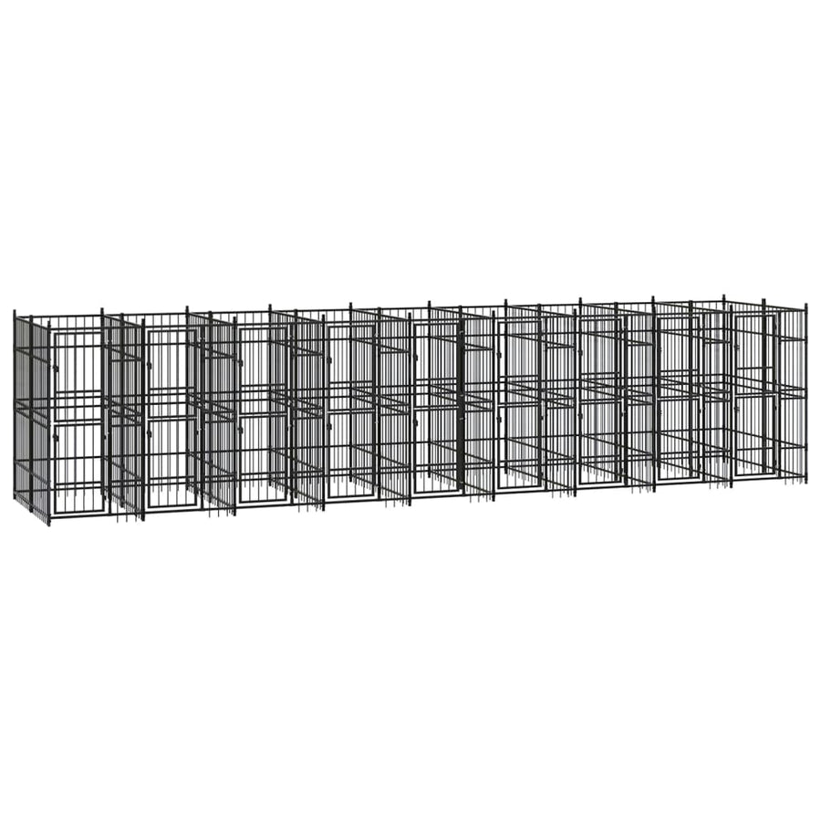 Hondenkennel 16,59 m² staal 864 x 192 x 200 cm Zonder luifel