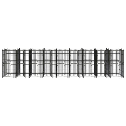 Hondenkennel 16,59 m² staal 864 x 192 x 200 cm Zonder luifel