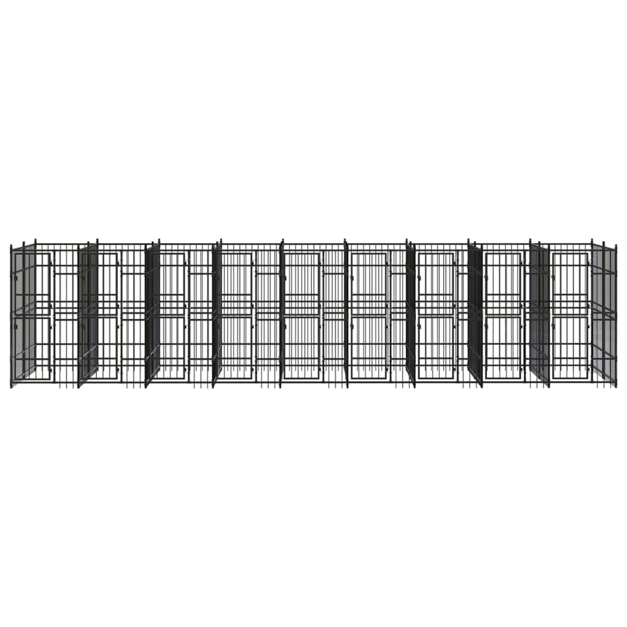 Hondenkennel 16,59 m² staal 864 x 192 x 200 cm Zonder luifel
