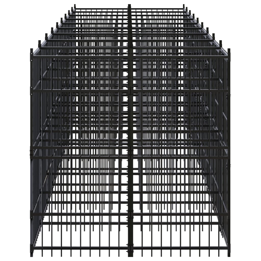 Hondenkennel 16,59 m² staal 864 x 192 x 200 cm Zonder luifel