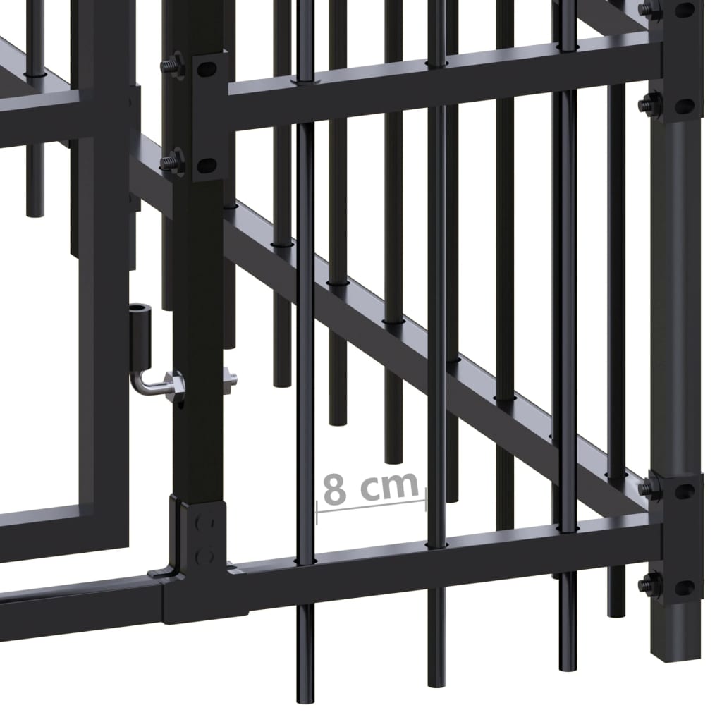 Hondenkennel 16,59 m² staal 864 x 192 x 200 cm Zonder luifel