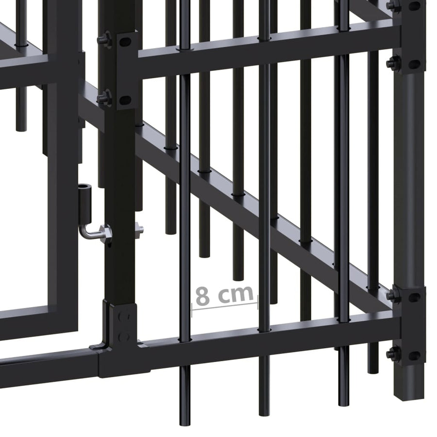 Hondenkennel 16,59 m² staal 864 x 192 x 200 cm Zonder luifel