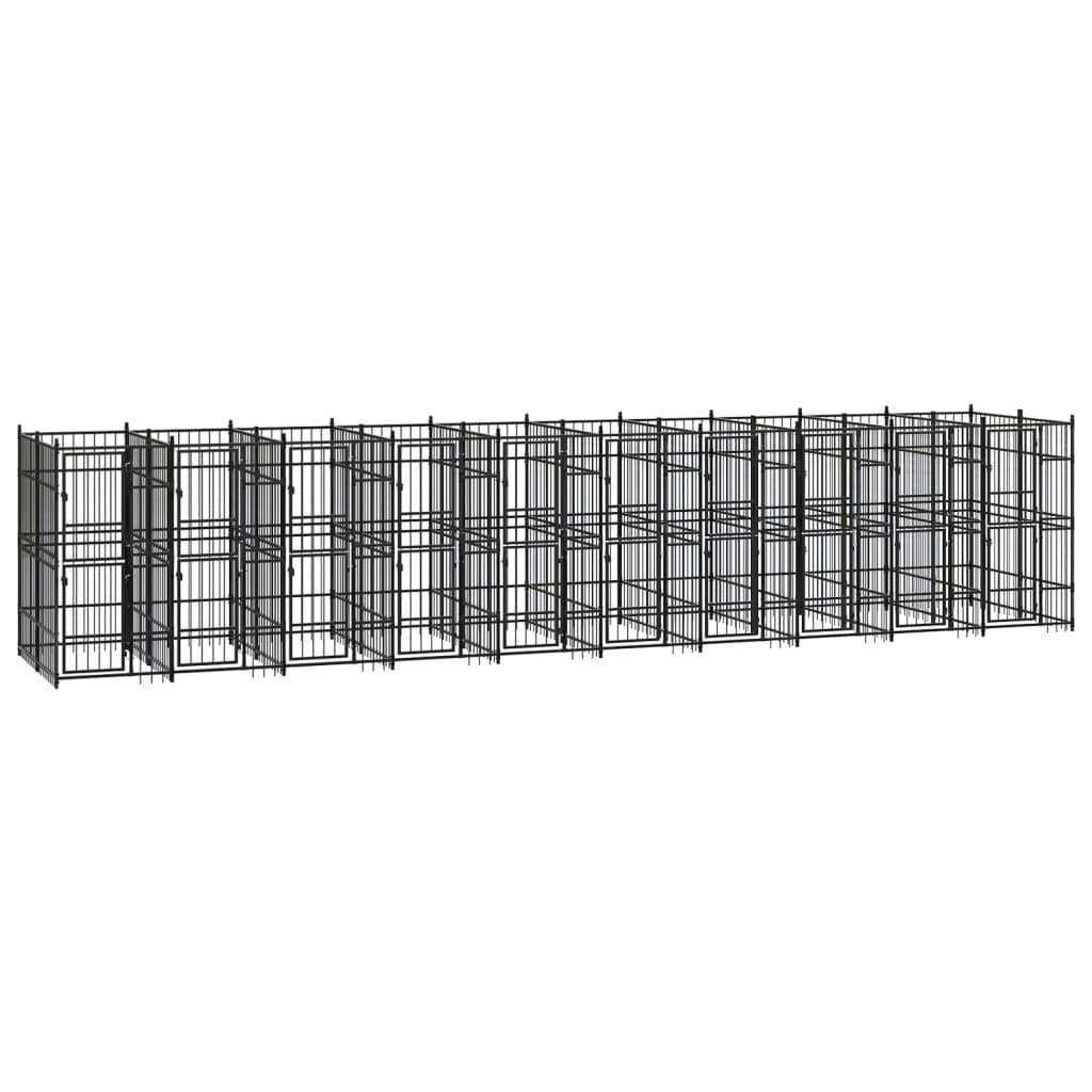 Hondenkennel 18,43 m² staal 960 x 192 x 200 cm Zonder luifel
