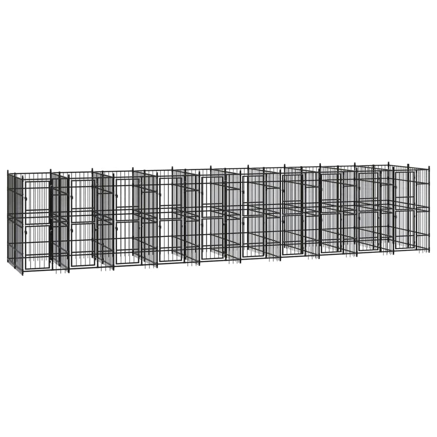 Hondenkennel 18,43 m² staal 960 x 192 x 200 cm Zonder luifel