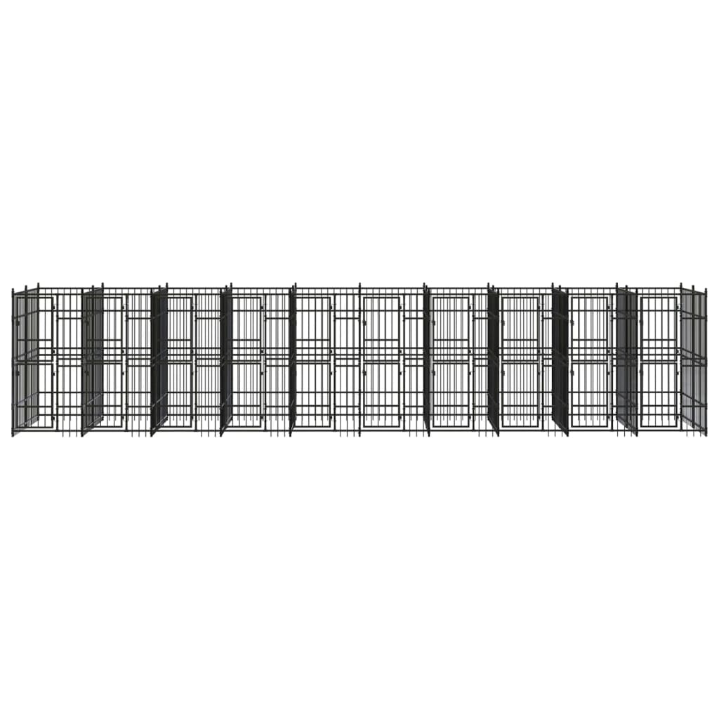 Hondenkennel 18,43 m² staal 960 x 192 x 200 cm Zonder luifel