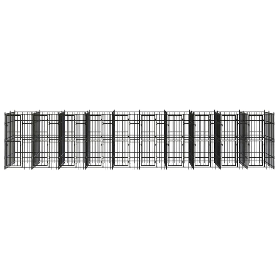 Hondenkennel 18,43 m² staal 960 x 192 x 200 cm Zonder luifel