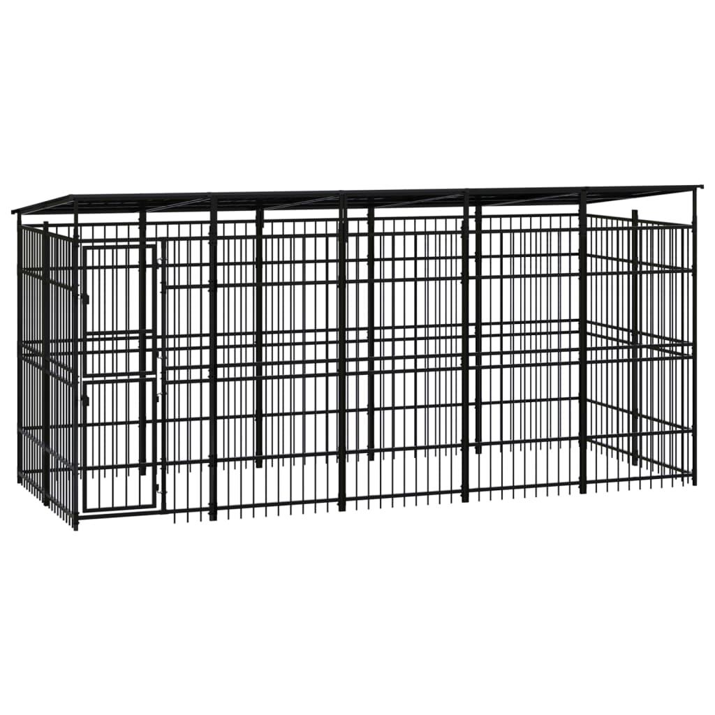 Hondenkennel met dak 9,22 m² staal