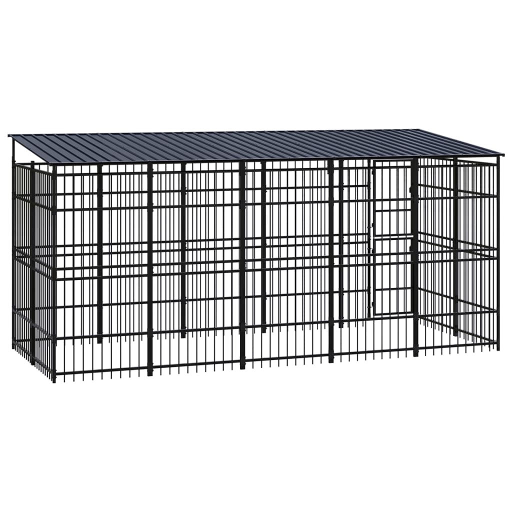 Hondenkennel met dak 9,22 m² staal