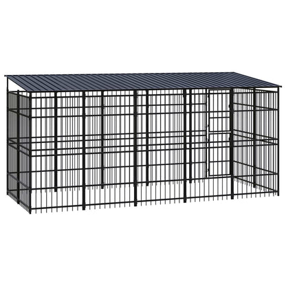 Hondenkennel met dak 9,22 m² staal