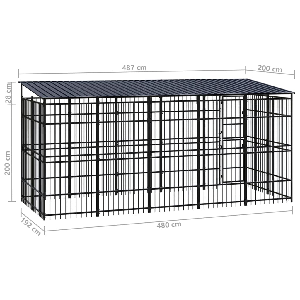 Hondenkennel met dak 9,22 m² staal