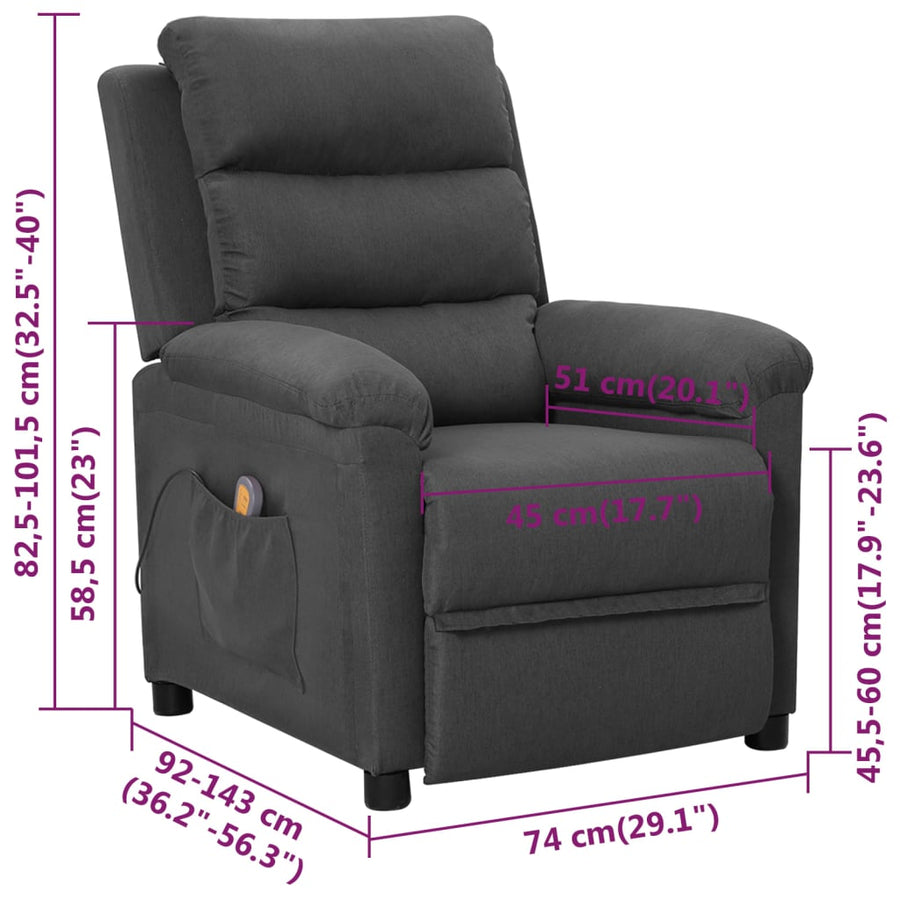 Massagestoel Stof Donkergrijs 1