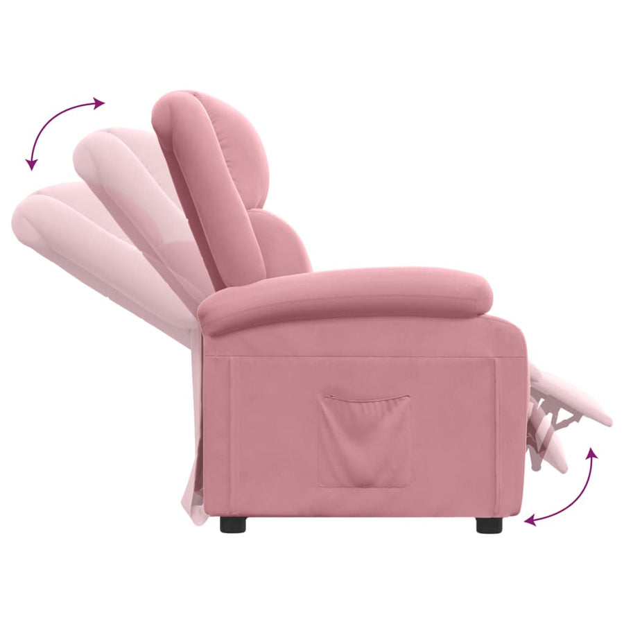 Fauteuil verstelbaar fluweel roze
