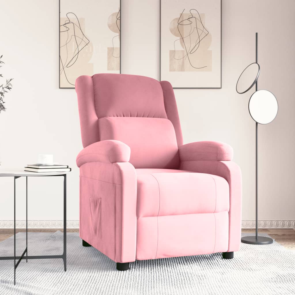 Fauteuil verstelbaar fluweel roze